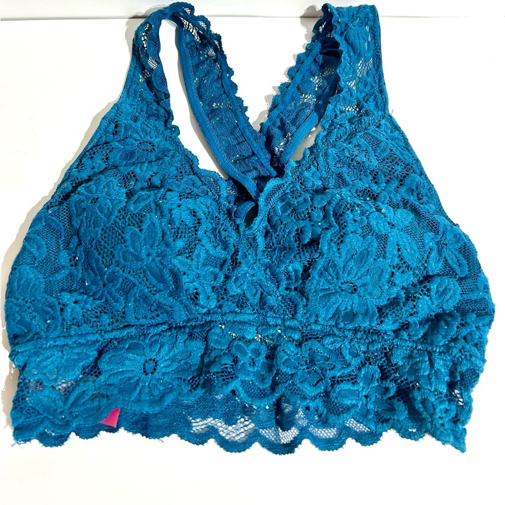 No Boundaries Women’s Juniors Teal Blue Lace Racerback Bralette Size Small S